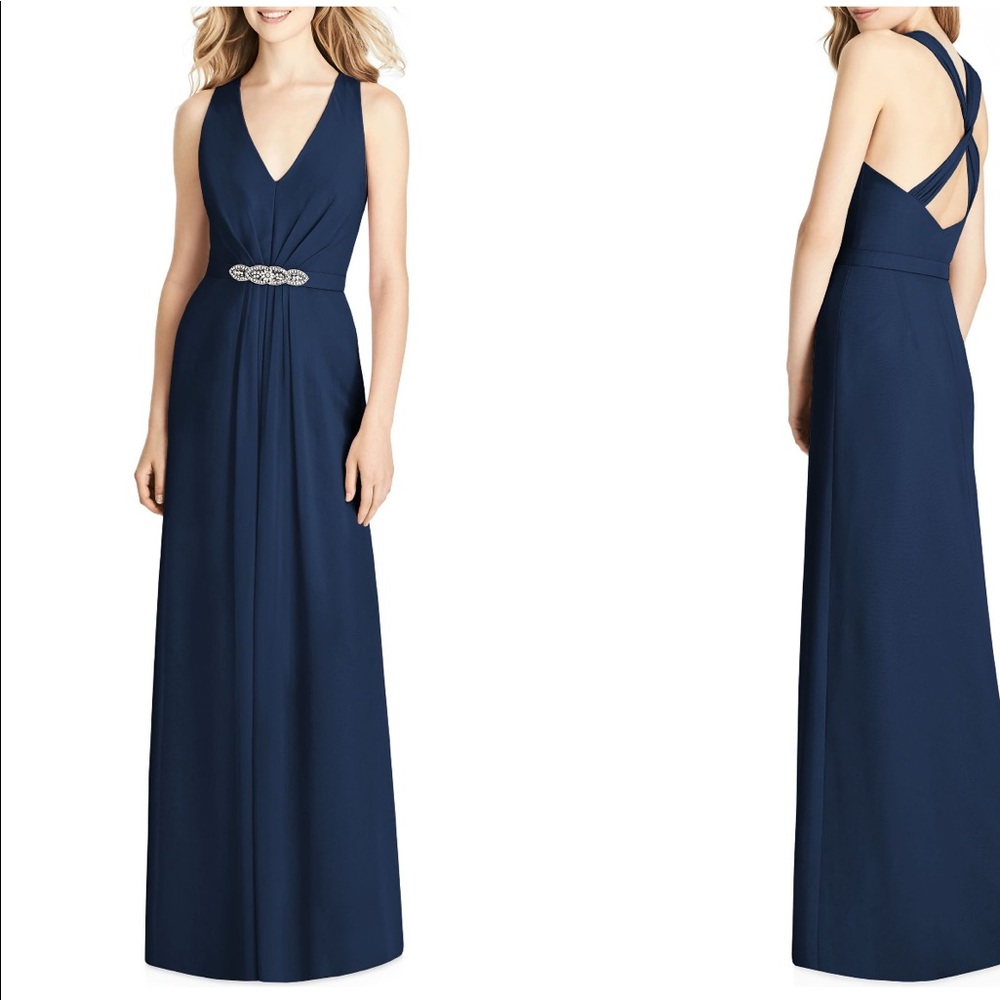Chiffon A-Line Gown - Navy